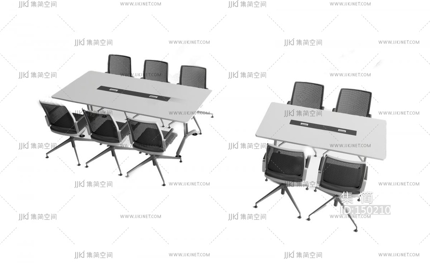 09-现代会议桌椅，小会议室，SU模型