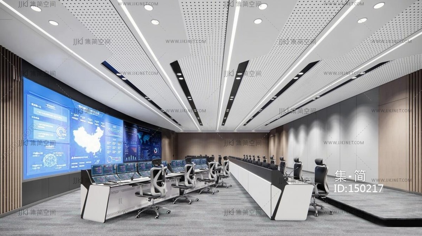 16-现代监控室_指挥控制中心SU模型