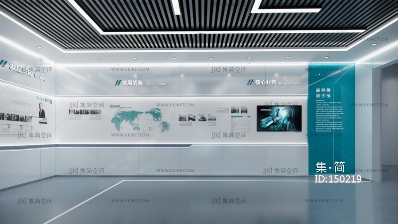 20-现代科技医疗展厅，展墙展板SU模型