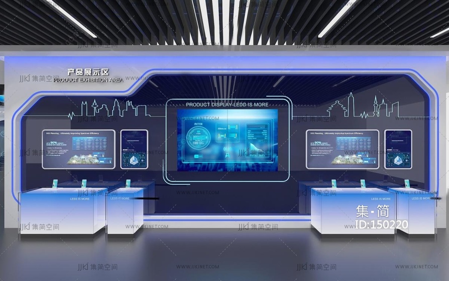 23-现代科技展厅_互动触摸一体机_互动触摸屏_产品展示台SU模型0