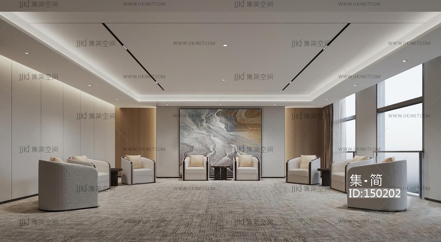 01-现代会客厅_贵宾接待室,SU模型