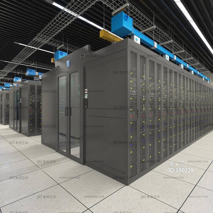08-现代机房，机房设备间3D模型