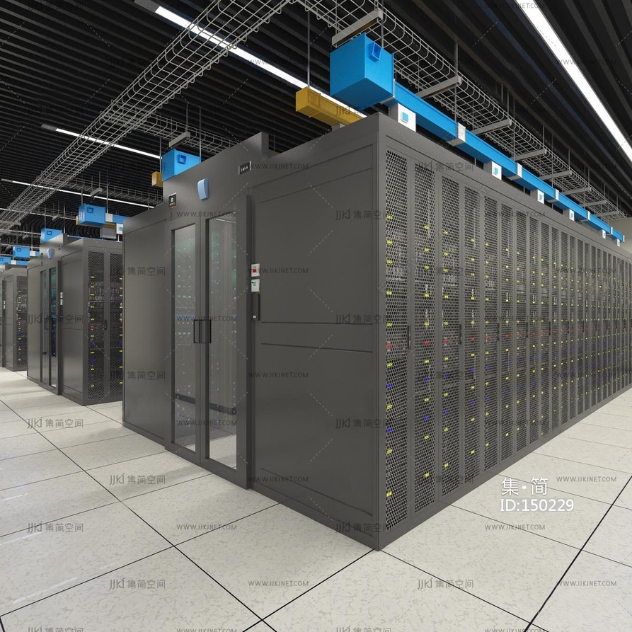 08-现代机房，机房设备间3D模型
