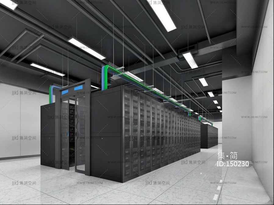 09-现代机房_设备管道，数据中心3D模型