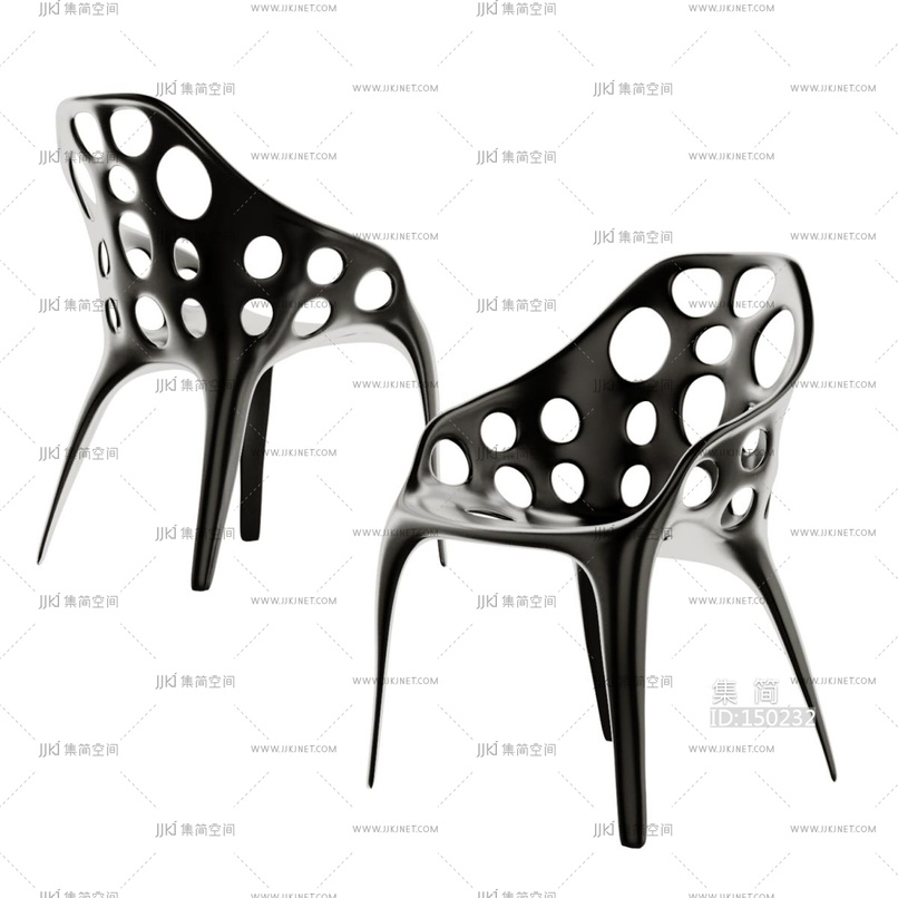 20-现代工业休闲椅_现代金属单椅餐椅异形椅子3D模型