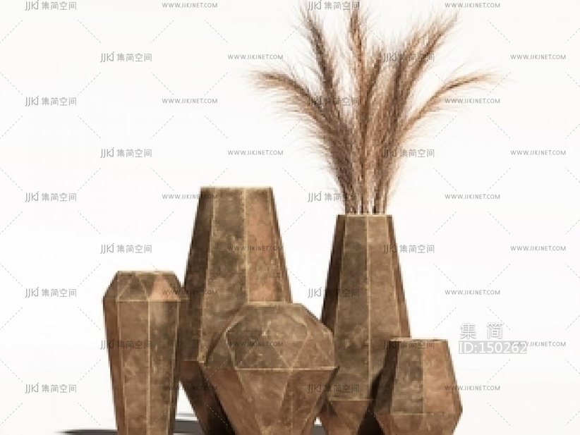 现代侘寂花艺_现代花瓶花卉_玻璃花瓶_陶瓷花瓶SU模型