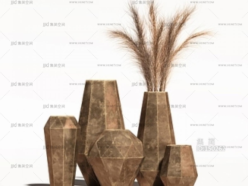 现代侘寂花艺_现代花瓶花卉_玻璃花瓶_陶瓷花瓶SU模型
