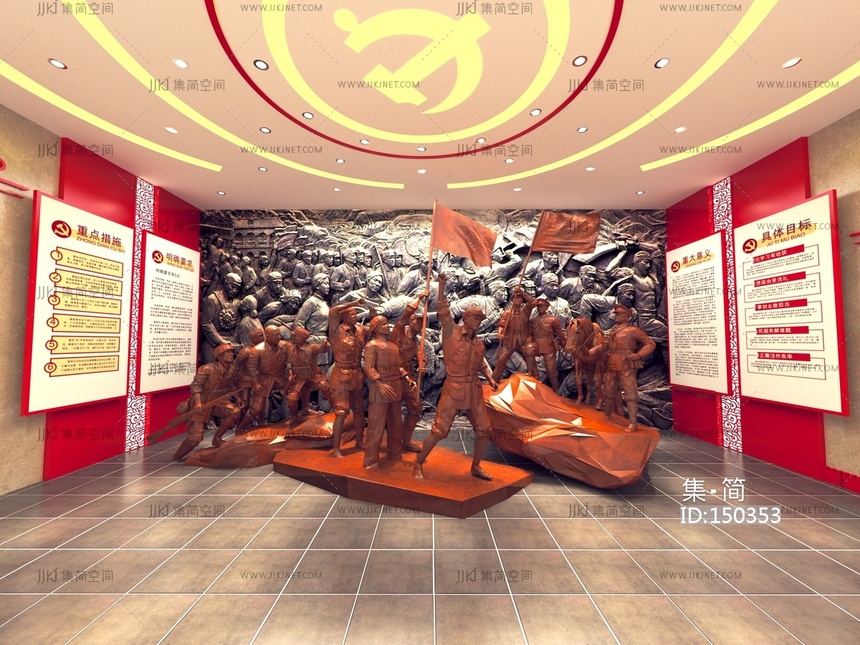 02党建展厅革命红军雕塑雕像