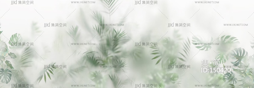 丝雾板冰裂板竹影板磨砂玻璃植物玻璃贴图