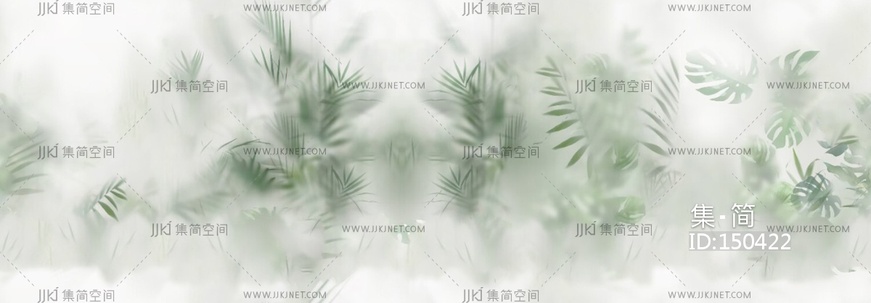新中式中式板材_丝雾板_冰裂板_竹影板磨砂玻璃植物玻璃图案玻璃贴图