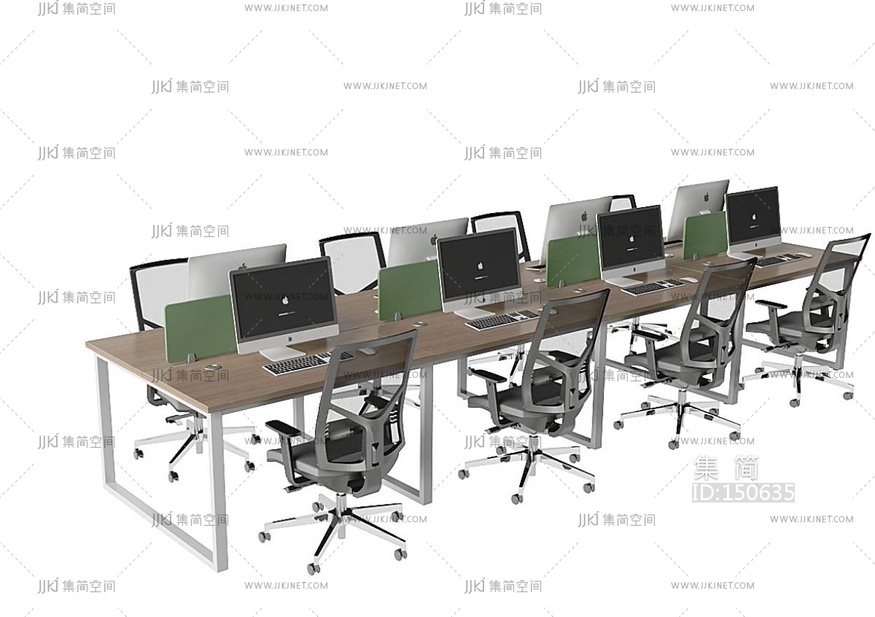 现代员工工位，办公桌办公椅，