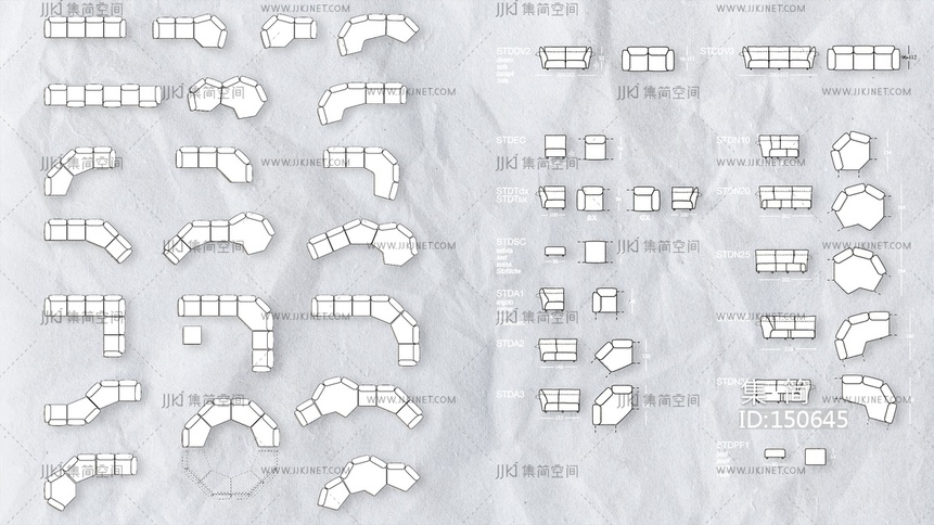 花瓣沙发_岩石沙发图库CAD图纸