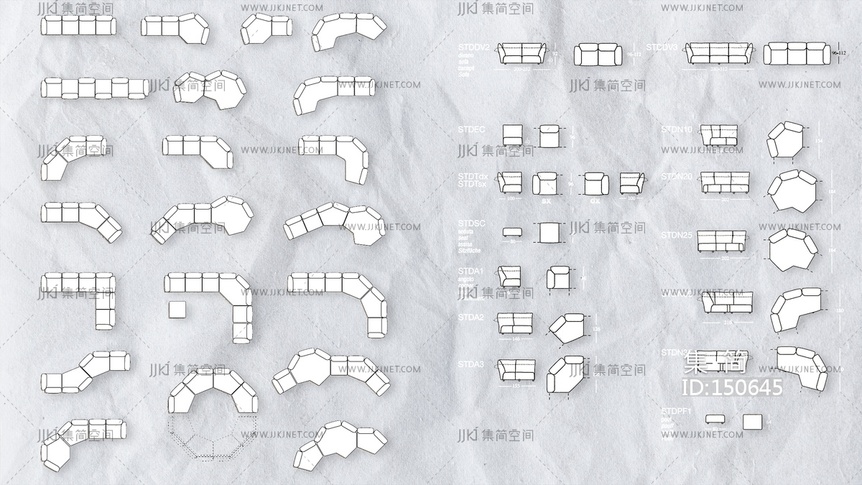 花瓣沙发_岩石沙发图库CAD图纸