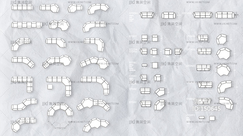 花瓣沙发_岩石沙发图库CAD图纸