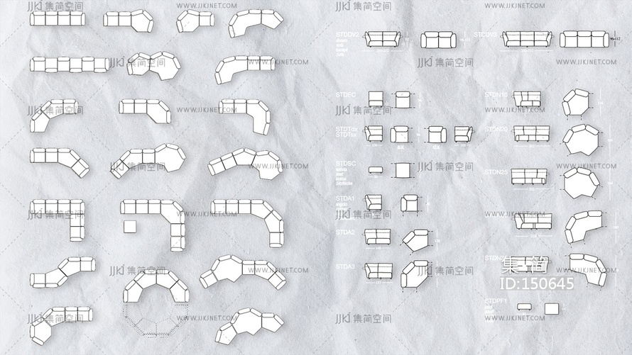 花瓣沙发_岩石沙发图库CAD图纸