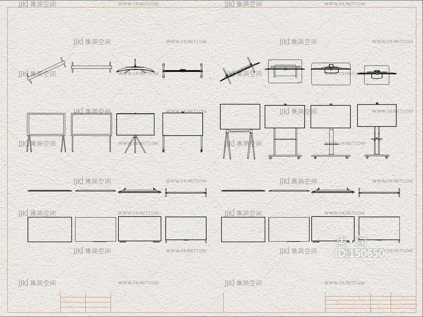 现代综合器材设备图库_移动电视支架_电视机_液晶电视_施工图CAD图纸