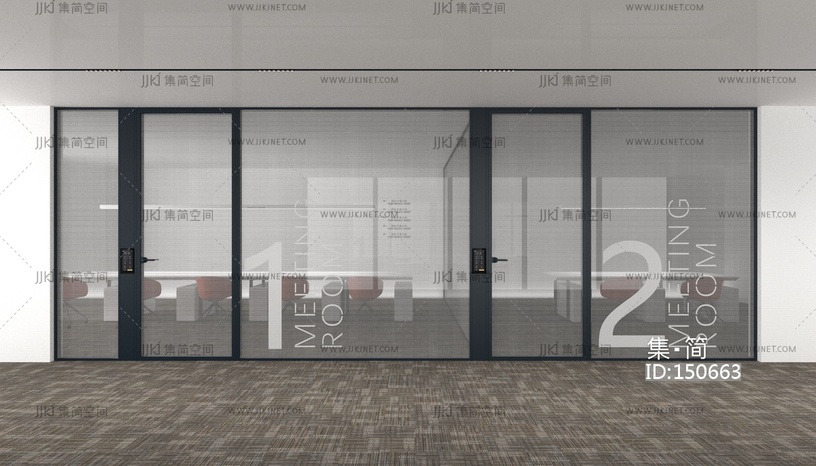 现代办公室玻璃隔断