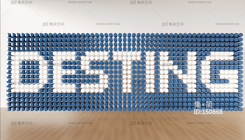 现代挂件_创意打卡背景墙_发光字_文化墙_造型墙_酒瓶装置3D模型
