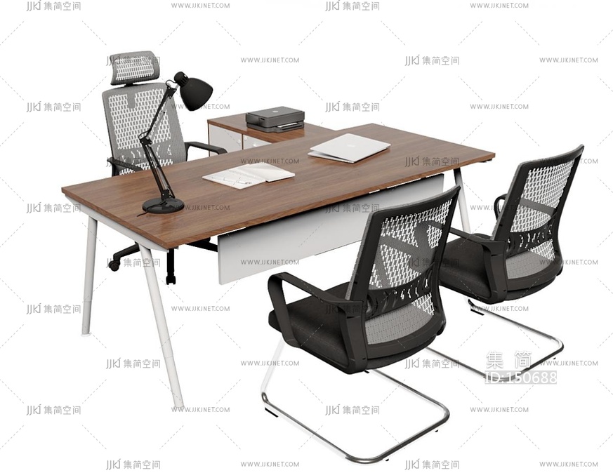 现代办公桌椅，办公椅，弓字椅台灯老板台