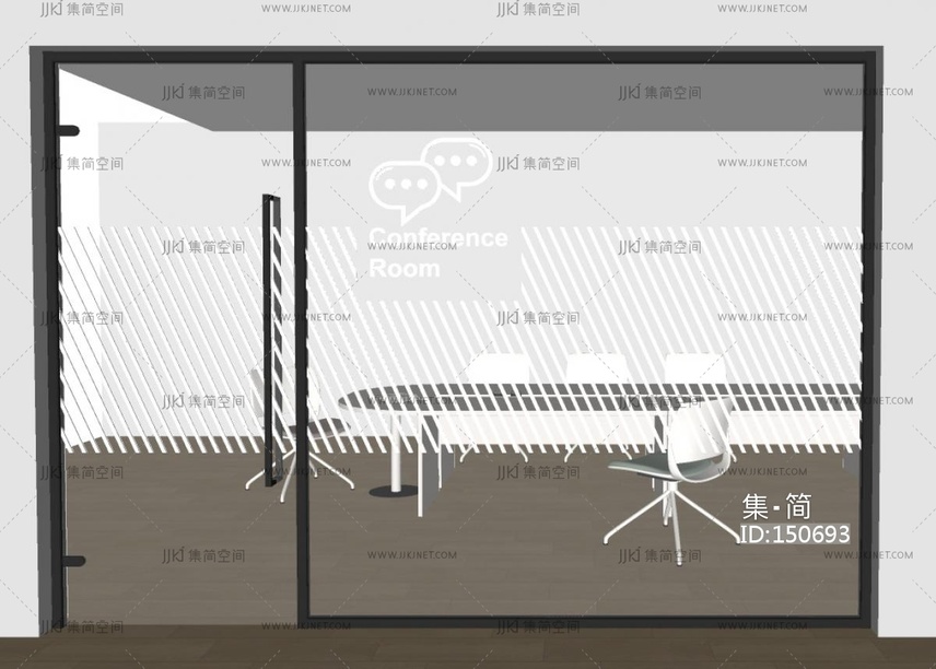 现代办公玻璃门_玻璃门_磨砂门_单开门_单开玻璃门_会议室_玻璃隔断