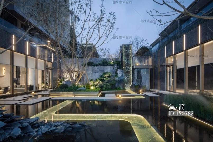 夜景黄昏别墅度假村窗口环境贴图 (2)