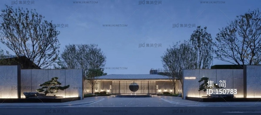 夜景黄昏别墅度假村窗口环境贴图 (3)