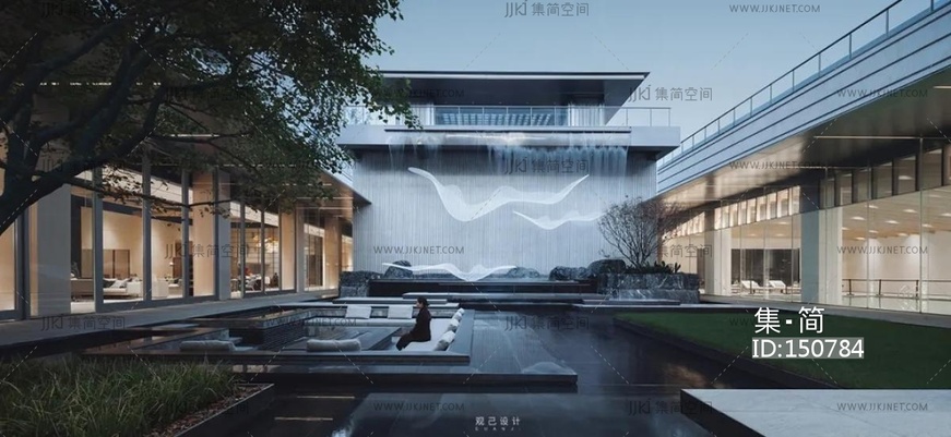 夜景黄昏别墅度假村窗口环境贴图 (4)