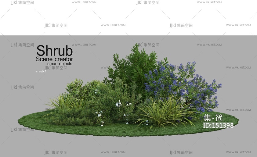 01-清新灌木组 花丛psd