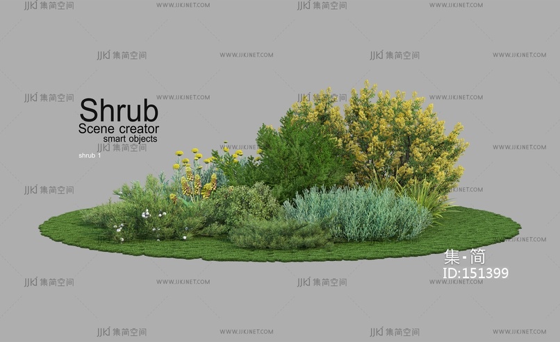 02-清新灌木组花丛psd素材 (9)