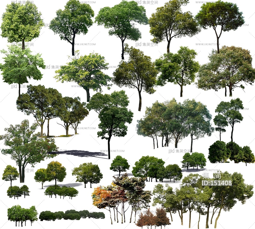 免抠树木配景景观树丛贴图