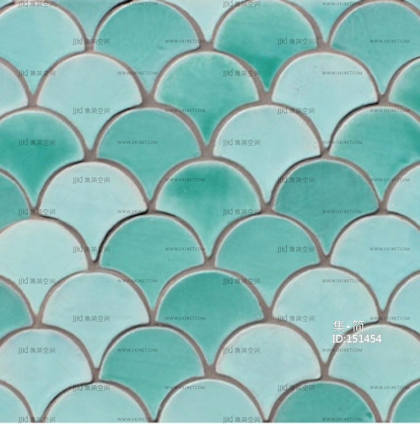 蓝色马赛克鱼鳞波浪马赛克