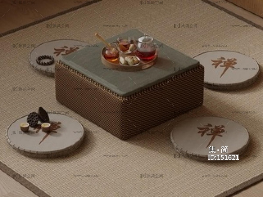 新中式茶桌椅SU模型