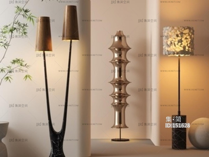 现代新中式落地灯SU模型