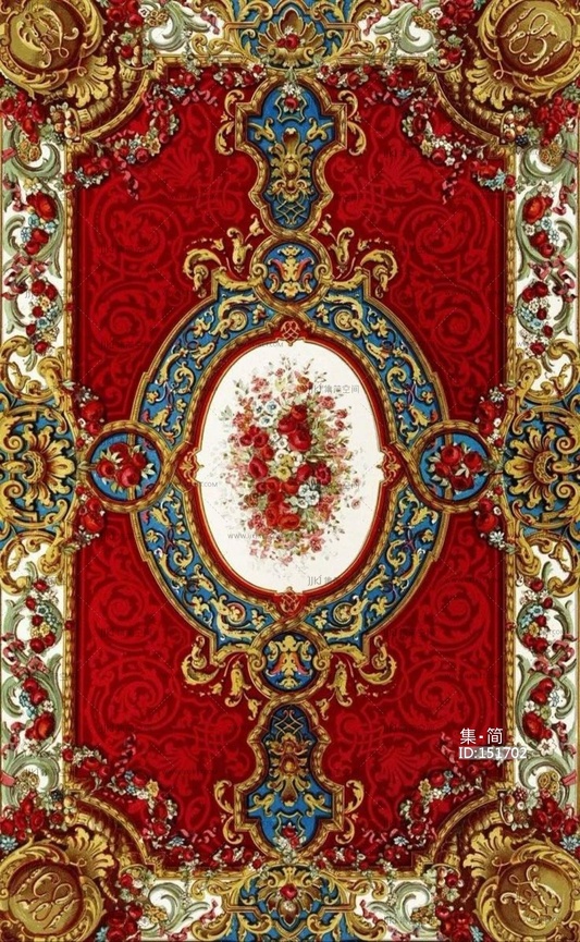 欧式法式古典大花地毯美式地毯 (9)
