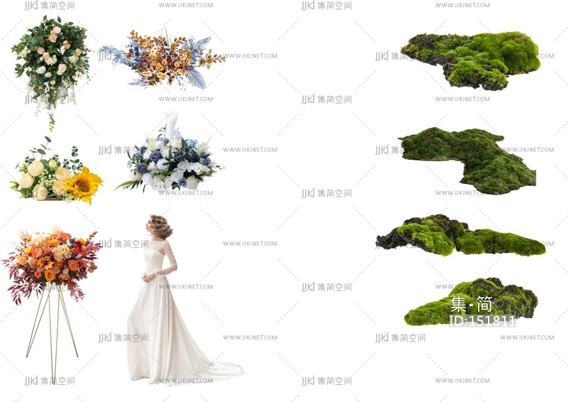 免抠图花艺苔藓人物