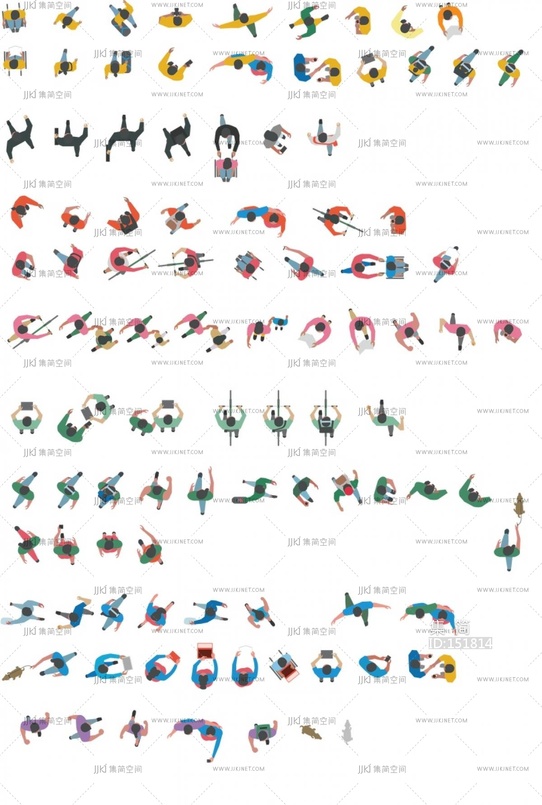 顶视图插画风人物第二弹-1