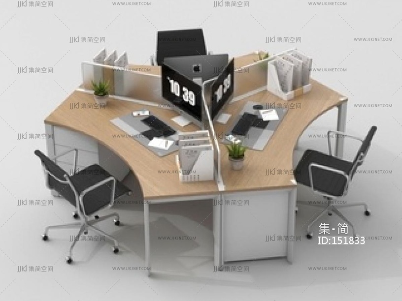 现代办公桌椅SU模型