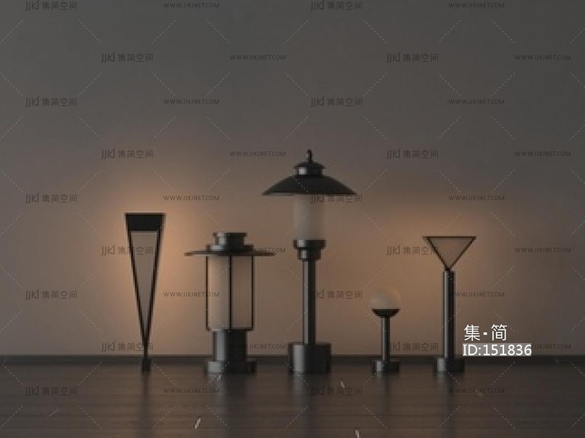 现代庭院灯SU模型