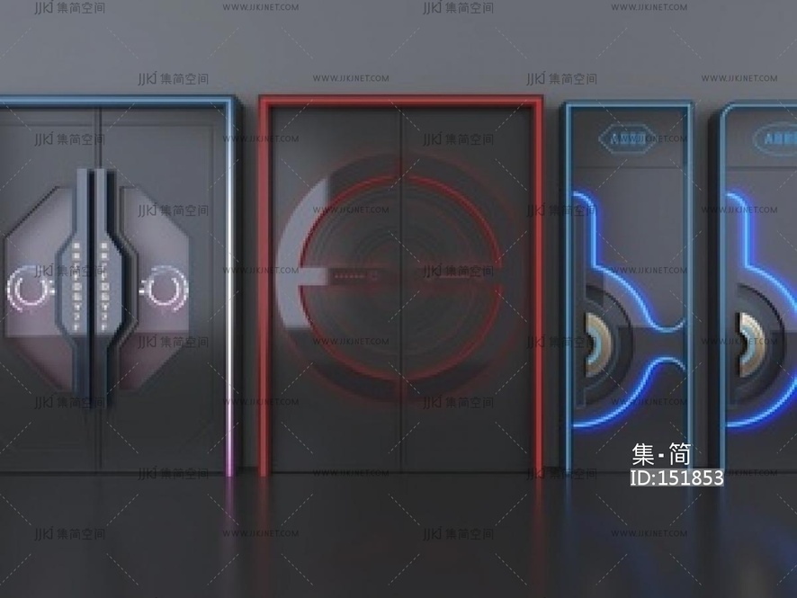 现代门_科幻门_电竞门_科技门SU模型