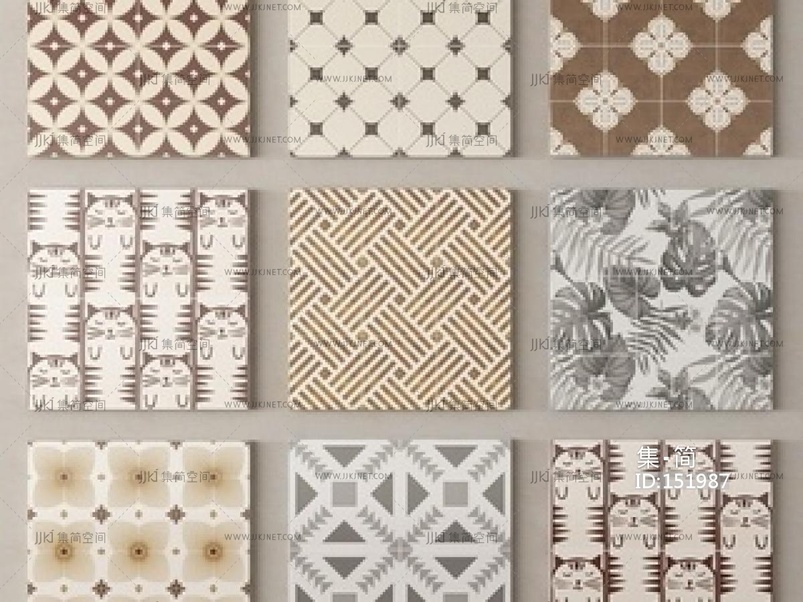 中古砖_中古复古砖_花砖地砖仿古砖SU模型