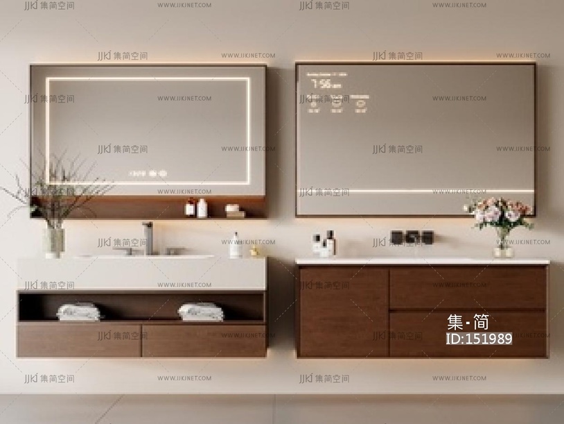 现代中古浴室柜_SU模型