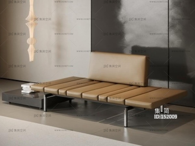 现代中古其他凳子_贵妃椅_贵妃榻_皮革长凳SU模型