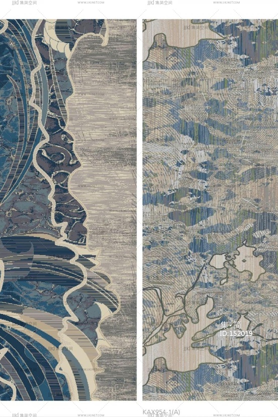 新中式现代走廊地毯长条地毯贴图 (1)