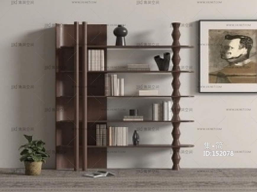 中古现代书架_中古现代书架SU模型