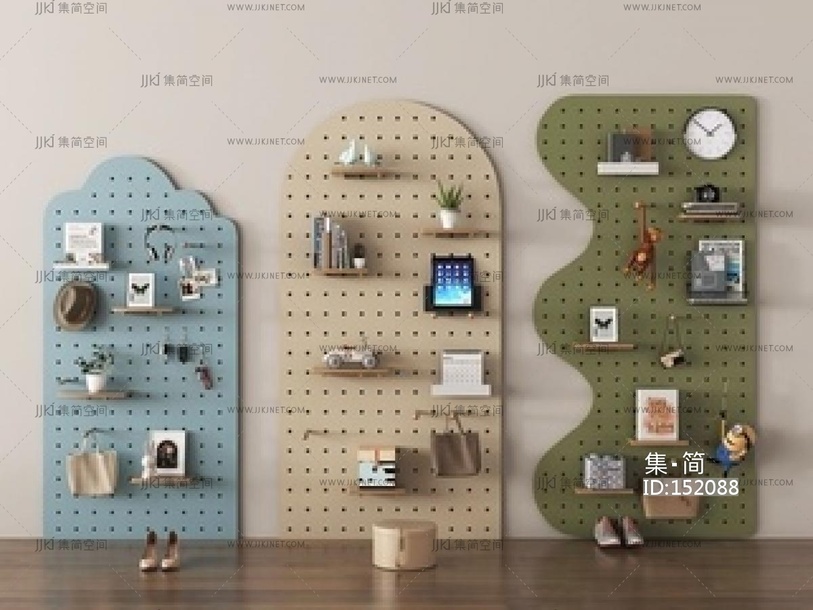 现代洞洞板_墙饰板墙饰挂件SU模型6