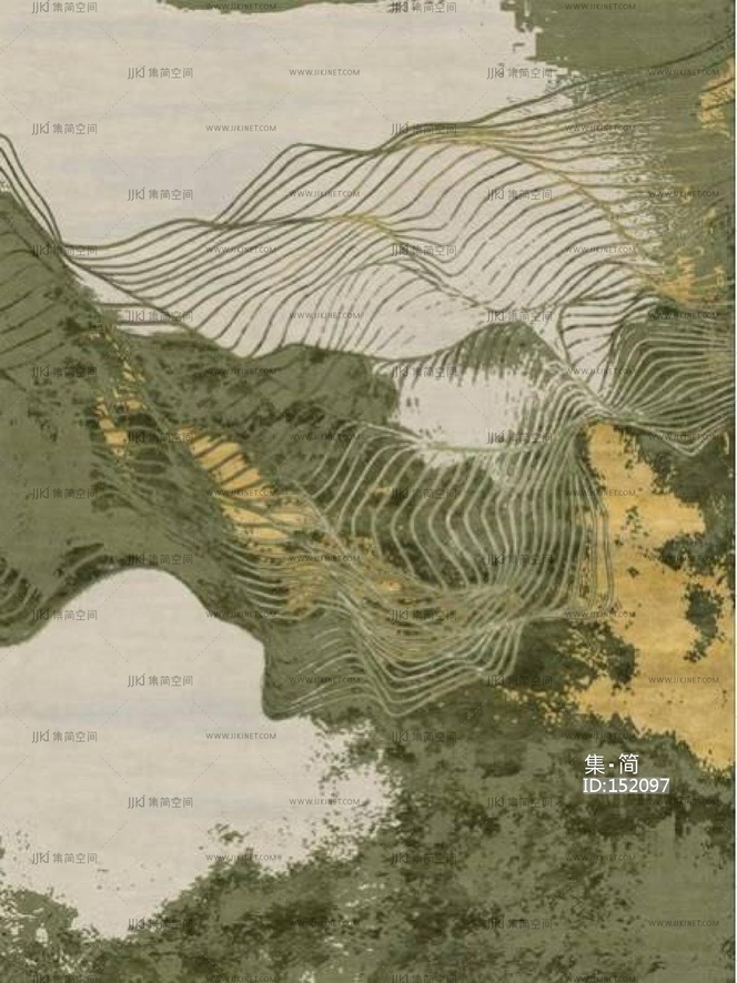新中式地毯抽象地毯流水纹地毯等高线纹理地毯 (2)
