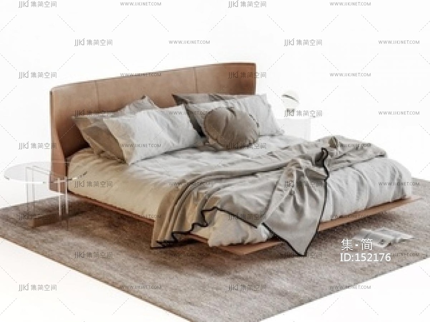 中古意式双人床SU模型