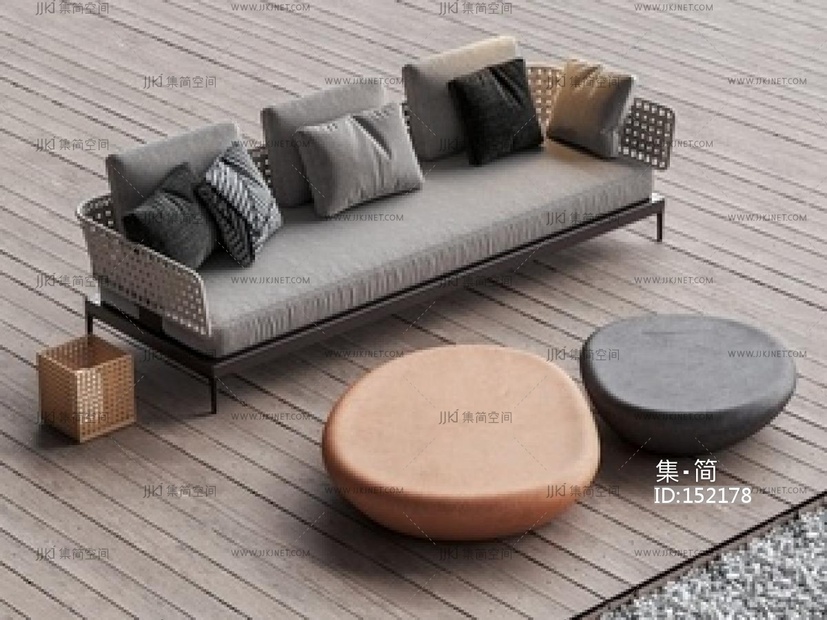 现代简约户外沙发SU模型