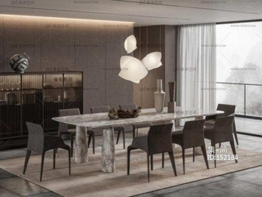 现代轻奢家居餐厅SU模型