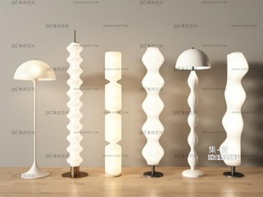 现代奶油落地灯SU模型
